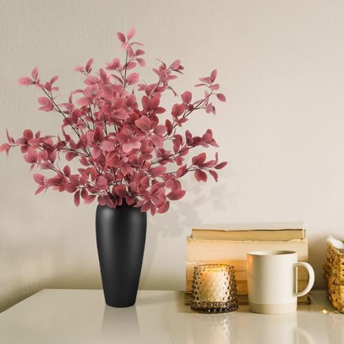 Janinka 5 Pcs Faux Fall Eucalyptus Stems for Vases Farmhouse, Red - Image 6