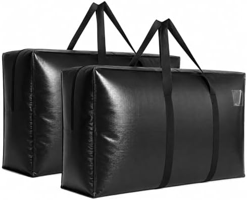 Extra Large Storage Bags, Jumbo Moving Tent Storage Bags, Waterproof Foldable Big Black XL Duffle Bag for Travel, 38x23x11inch - 2PACK by HaoHakka