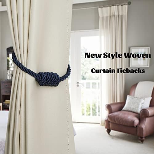 BEL AVENIR Magnetic Curtain Tiebacks 4 Pack Hand-Woven Curtain Ties - Image 6