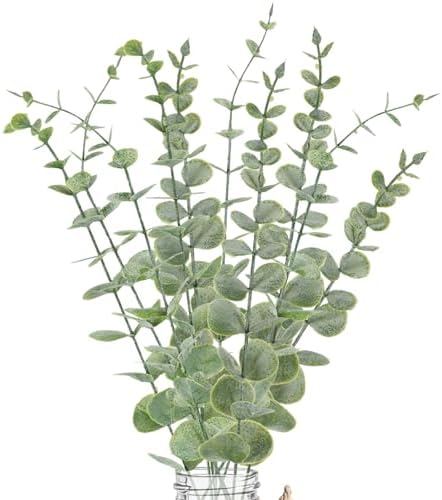 10pcs Eucalyptus Stems Artificial Eucalyptus Leaves Fake Greenery Branches Fake Flowers for Wedding Centerpiece Spring Easter Farmhouse Home Decoration by LYRWI