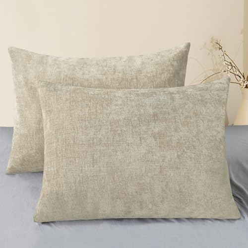 CaliTime Decorative Standard Throw Pillow Covers 26 X 20 Inches Light Taupe by CaliTime