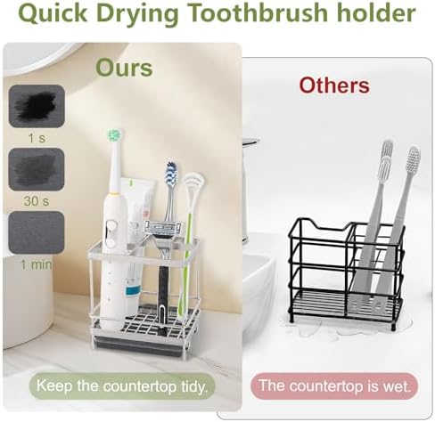 Electric Toothbrush Holders for Bathrooms Toothpaste Organizer, Sliver - Image 3