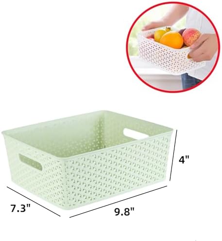 5PCS Plastic Storage Baskets, Small Baskets for Organizing, Small Pantry Organizer Basket Bins. For Countertops, Cabinets, Bedrooms, and Bathrooms Wait (Pink/Yellow/Blue/Beige/Green) - Image 2