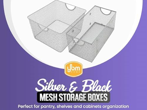 YBM HOME Kitchen Pantry Organizer Wire Basket for Shelves, Cabinets, Pantry, Countertop, Mesh Open Storage Bin Metal Basket for Organizing Food Supplies 10" x 8.8" x 5.8”, Pack of 2 - Image 3
