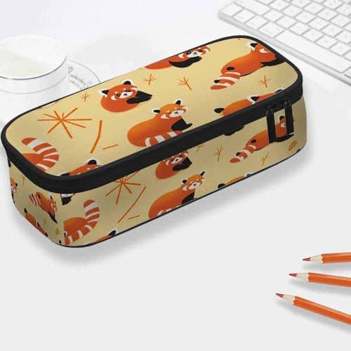 Yekiua Red Panda Pencil Case Organizer Cute Bamboo Bears College Office Big Capacity Pencil Bag - Image 2