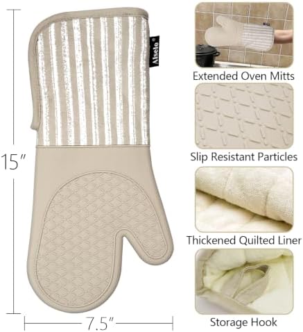 Alselo Silicone Oven Mitts Heat Resistant 932℉ with Waterproof & Non-Slip - Image 2