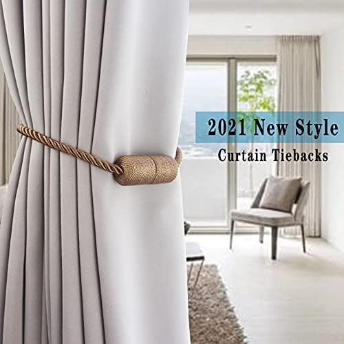 4 Pack Strong Magnetic Curtain Tiebacks Outdoor Elegant Decorative Tie Backs Modern Rope Tiebacks for Drapes Window Curtain Holdbacks for Draperies- Khaki - Image 6