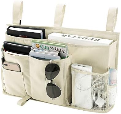 Bseash Bunk Bed Organizer, Bedside Caddy Hanging Bed Organizer Storage Bag 8 Pockets, for College Dorm Rooms Bed, Hospital Bed, Baby Bed Rails, 600D Oxford Cloth (Beige) by Bseash