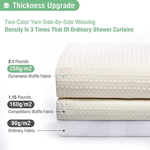 Dynamene Extra Long Waffle Shower Curtain 256 GSM Fabric 72x96 Cream/Ivory - Image 2