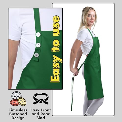 TOSHE Kitchen Apron for Women & Men Waterdrop Resistant, Adjustable Button - Image 6