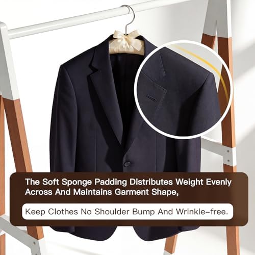 Padded Hangers 12 Pack 17" Satin Hangers，Non-Slip Cushioned Clothes Hangers for Daily Clothing for Sweaters,Silk Dress,Wedding Bridesmaid Gown,Suit（Beige） - Image 5