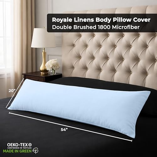 ROYALE LINENS 1800 Body Pillow Cover with Zipper, 20x54 Inches - Lake Blue - Image 2