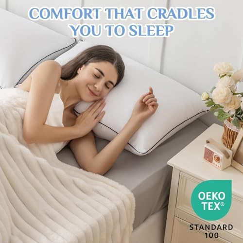 JOLLYVOGUE King Size Bed Pillow 1-Pack, Single Pillow for Sleeping, Breathable and Supportive with Down Alternative Fill, Hotel Collection Pillow for Side, Back, and Stomach Sleepers - Image 6