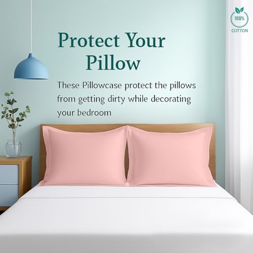 2 Pack Pillow Shams Standard Size 20x26 – 600 Thread Count 100% Organic Cotton Pink Pillow Covers with 2 Inch Flange, Soft & Smooth Premium Hotel-Quality Pillowcases Set of 2 - Image 3