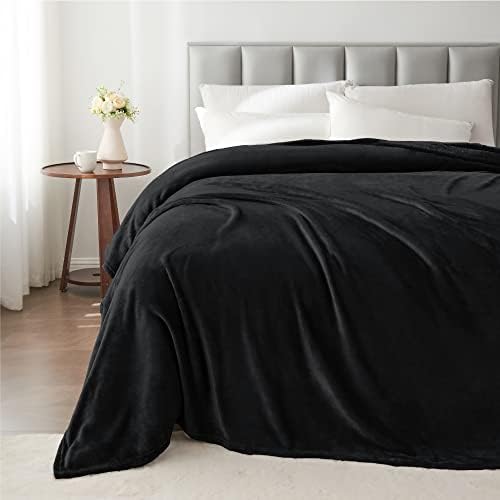 BEDELITE Fleece Blanket Soft Plush Queen Size Bed Blanket Black 90"x90" - Image 6