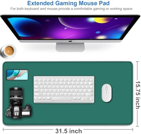 Mouse Pad Large, 31.5x15.7 inch Gaming Computer Keyboard Mouse Mat, Water Resist Non-Slip Mousepad Rubber Base Long XXL Mouse Pad for Work & Gaming, Office & Home, Green - Image 2