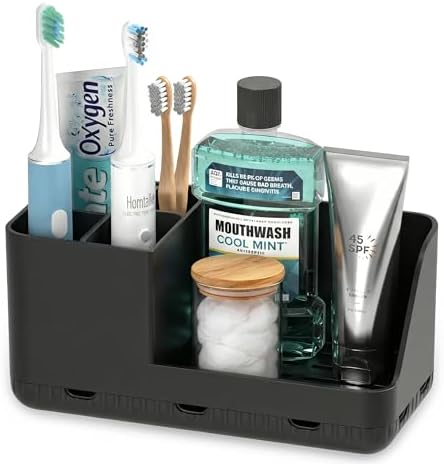 Toothbrush Holder Bathroom Counter Organizer & Storage Detachable by Homtalker