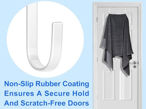 Single Over Thick Front Door Steel Hooks 4 Pack Fit 2" Door 5.5" White - Image 5
