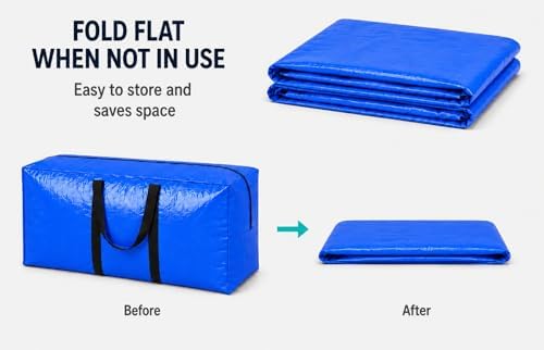 Extra Large Storage Bags, Jumbo Moving Tent Storage Bags, Waterproof Foldable Big Black XXL Duffle Bag for Travel, 42x23x13.5inch - 4PACK - Image 5