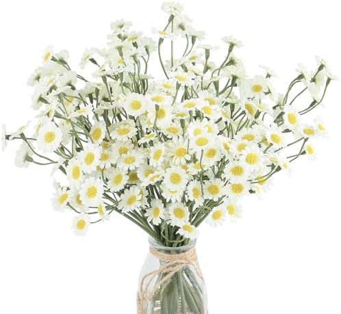 Floroom 24pcs Ivory Small Artificial Flowers Faux Silk Daisies Fake Wildflowers with Stems for DIY White Wedding Bouquets Floral Arrangements Party Decor Centerpieces Decorations (Vase Not Included) by Floroom