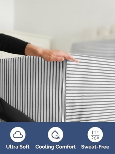 CGK Extra Deep Split King Single Fitted Sheet Only - Grey Stripes - Image 3