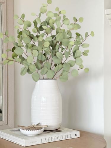 Green Eucalyptus Stems 34" Long Silver Dollar Leaves - 5 Pcs Silk Stems for DIY Bouquet Arrangements, Centerpieces, Shower Decorations - Artificial Spray - Image 5