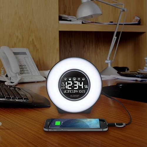 La Crosse Technology C83117 Color Mood Light Desk Clock with 5 Soothing Nature Sounds and USB Port - Image 6