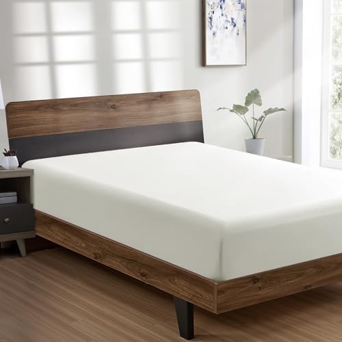 FreshCulture King Fitted Sheet Only - Hotel Quality Fitted Sheet King Size - Ultra Soft & Breathable - Brushed Microfiber - Deep Pocket - Cooling Fitted Sheets for King Size Bed (Ivory) by FreshCulture