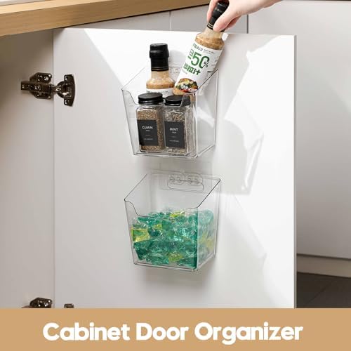 8 Pack Cabinet Door Organizer Adhesive, Compact,Clear Wall Storage Bins(L) - Image 2