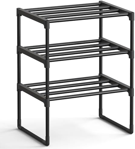 SONGMICS Shoe Rack, 3-Tier Shoe Organizer, Metal Storage Shelf by SONGMICSbySONGMICSHOME