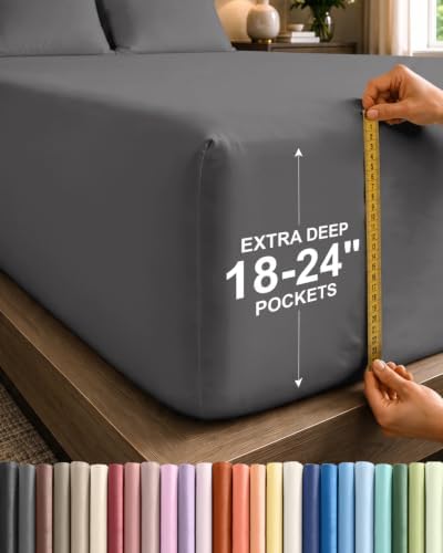 CGK Extra Deep Full Single Fitted Sheet Only - Dark Grey by CGKUnlimited