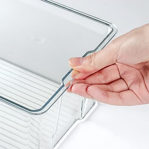 Hudgan Clear Plastic Storage Organizer Bins with Acrylic Lids for Home Office, Kitchen, Cupboard, Pantry Shelves, Medicine Cabinet, Craft Rooms - 4.5-Inches Tall - 4 Pack - Image 2