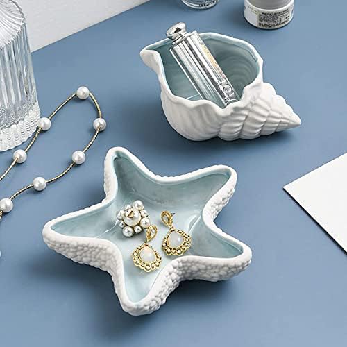 Starfish Jewelry Dish Tray - Ceramic Ring Holder - Ocean Style Trinket Tray - Earrings Candy Storage - Table Decoration Supplies - Image 4