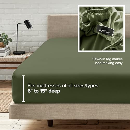 Bare Home Twin Fitted Sheet - 1800 Ultra-Soft (Twin, Cypress) - Image 6