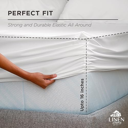 Linen Home Queen Size Fitted Sheet only 100% Cotton Percale, White - Image 3