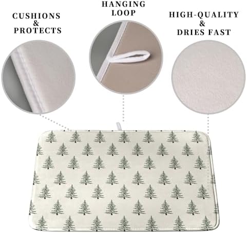 Christmas Tree Dish Drying Mat Winter Xmas Holiday Drying Mats Microfiber Absorbent Dishes Drying Pad Reusable Washable Kitchen Countertop Protector Dish Drainer Rack Mat 18x24 Inch - Image 3