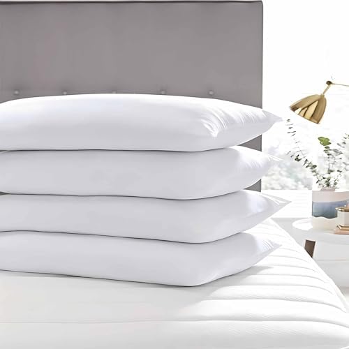 Acteb Medium Support Bed Pillows Standard Size Set of 4 Pack for Sleeping 20"x26", Hypoallergenic Skin Friendly Down Alternative Filling for Side Stomach Back Sleeper Machine Washable - Image 4