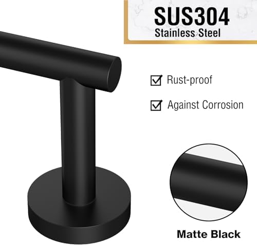 HITSLAM 2 Pack Matte Black Toilet Paper Holder, Double Post Pivoting, SS304 - Image 4
