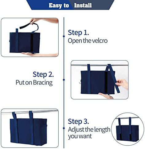 Bseash Bunk Bed Organizer, Bedside Caddy Hanging Bed Organizer Storage Bag with 4 Pockets and 2 Hooks, for College Dorm Rooms Bed, Hospital Bed, Baby Bed Rails, 600D Oxford Cloth (Navy Blue) - Image 5
