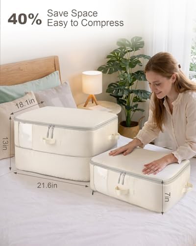 Comforter Storage Bag 2-Pack Self Compression Organizer,22 Gallons - Image 3