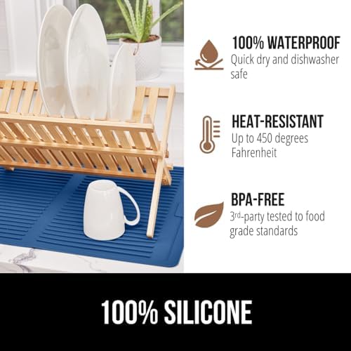GORILLA GRIP Patented BPA-Free Silicone Dish Drying Mat, 18x24, Blue - Image 4
