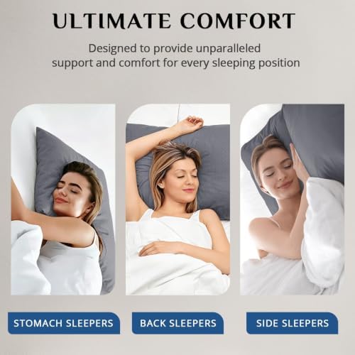 JOLLYVOGUE Grey Pillows King Size Set of 2, Washable Supportive Firm Bed Pillows with Oeko-Tex Certified Soft Down Alternative Fill, Fluffy Luxury Hotel Quality for Side, Back, and Stomach Sleepers - Image 7