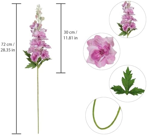 6PCS Fuschia Delphinium Artificial Flowers Real Touch Larkspur Silk Flowers Long Stem Artificial Flowers for Tall Vase Wedding Centerpieces for Tables Home Decor Indoor (Fuschia) - Image 2