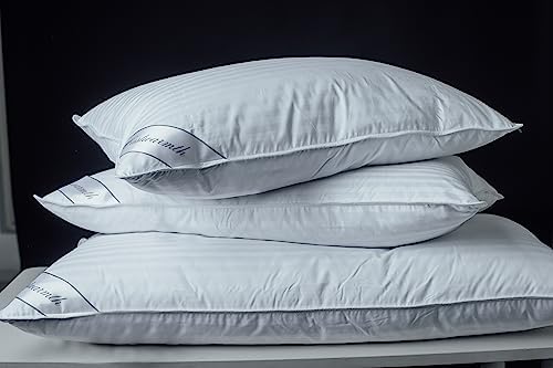 Goose Down Feather Soft Pillows One Pillow 100% Cotton Supportive Bed Pillow Stripe White Color Standard Size 20x26 inch - Image 5