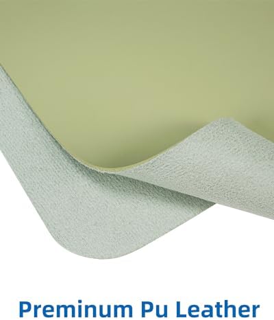 AFIING Leather Desk Pad Protector,Mouse Pad,Office Desk Mat, Non-Slip PU Leather Desk Blotter,Large Desk mat,Waterproof Keyboard mat for Office/Home/Decor (Olive Green,55"" x 17"") - Image 2