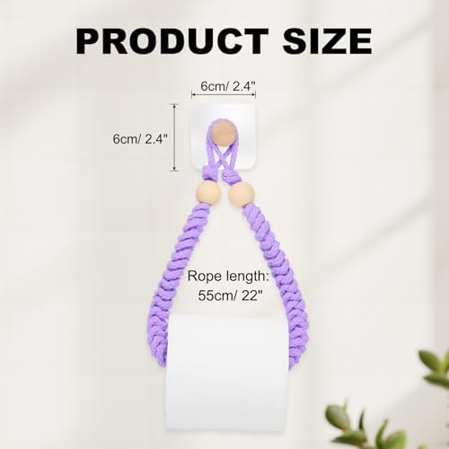 uxcell Toilet Paper Holder, Toilet Tissue Holder Wall Mounted Towel Rings for Home Bathroom Decoration Light Purple - Image 2