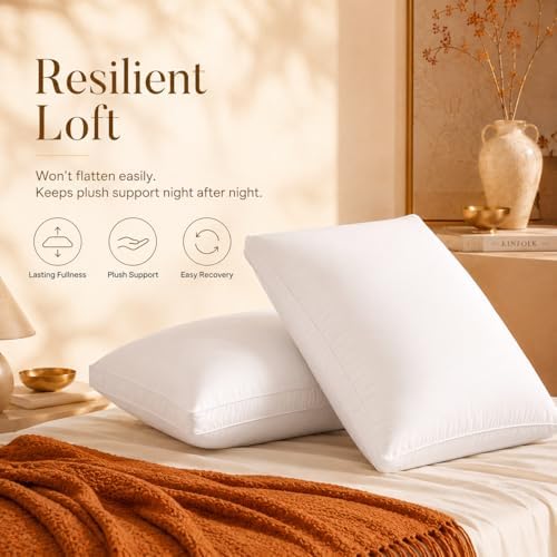 Hotel Collection Bed Pillow Queen Size 1 Count Down Alternative Filling Soft & Fluffy Breathable Pillow for Back, Stomach or Side Sleepers, Machine Washable (Queen (U.S. Standard)) - Image 4