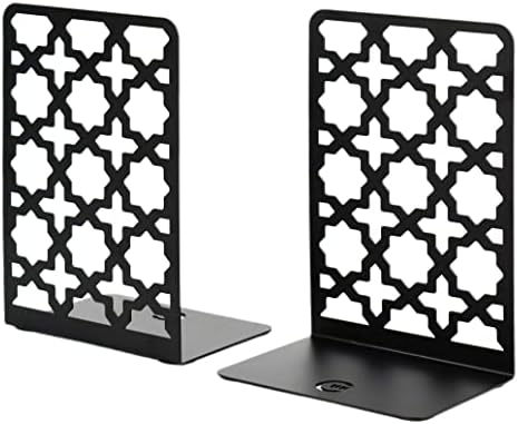 CNK Book Ends Bookends for Decorative Books Holder Bookend Shelves End Hold Heavy Duty Holders Stoppers Metal Stopper Cute Boho Bookshelf Holds Cookbook Office Home Set of 2 Bookends Pair Black by CNK