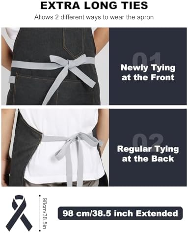 Chef Apron w/Pockets, Adjustable Strap for Cooking & Gardening - Image 3