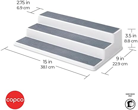 Copco Non-Skid 3-Tier Spice Pantry Organizer, 15-Inch, Durable Gray - Image 2